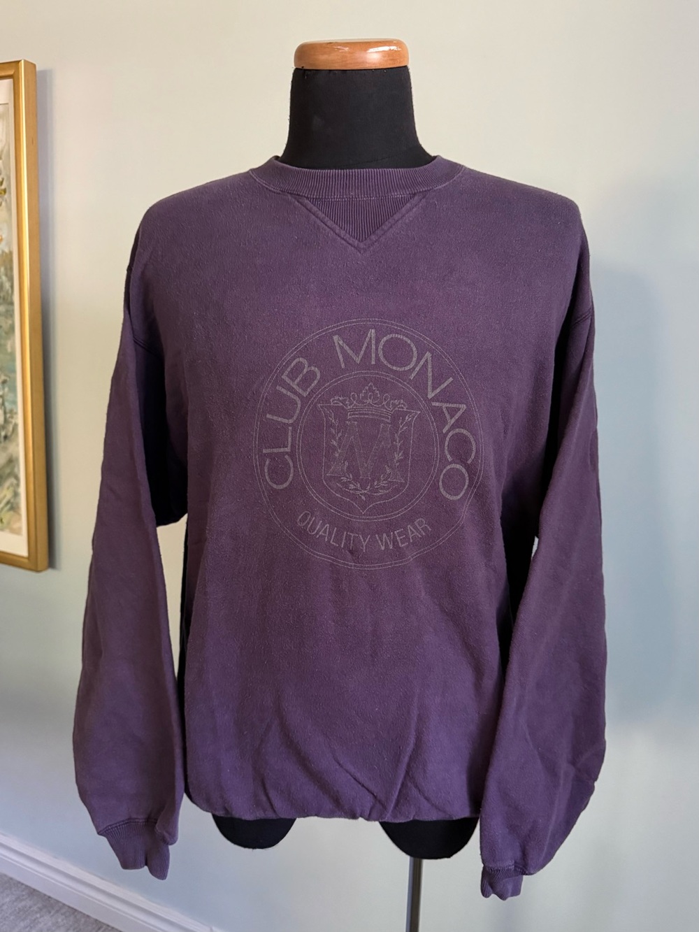 Vintage Club Monaco Plum Crewneck Sweatshirt Minimalist Made in Canada 90's
